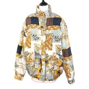 FUDA International Size L Vintage SILK Bomber Asian Inspired Tiger Patchwork